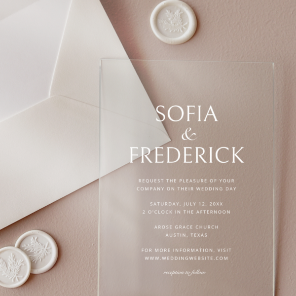 minimal acrylic wedding invitation